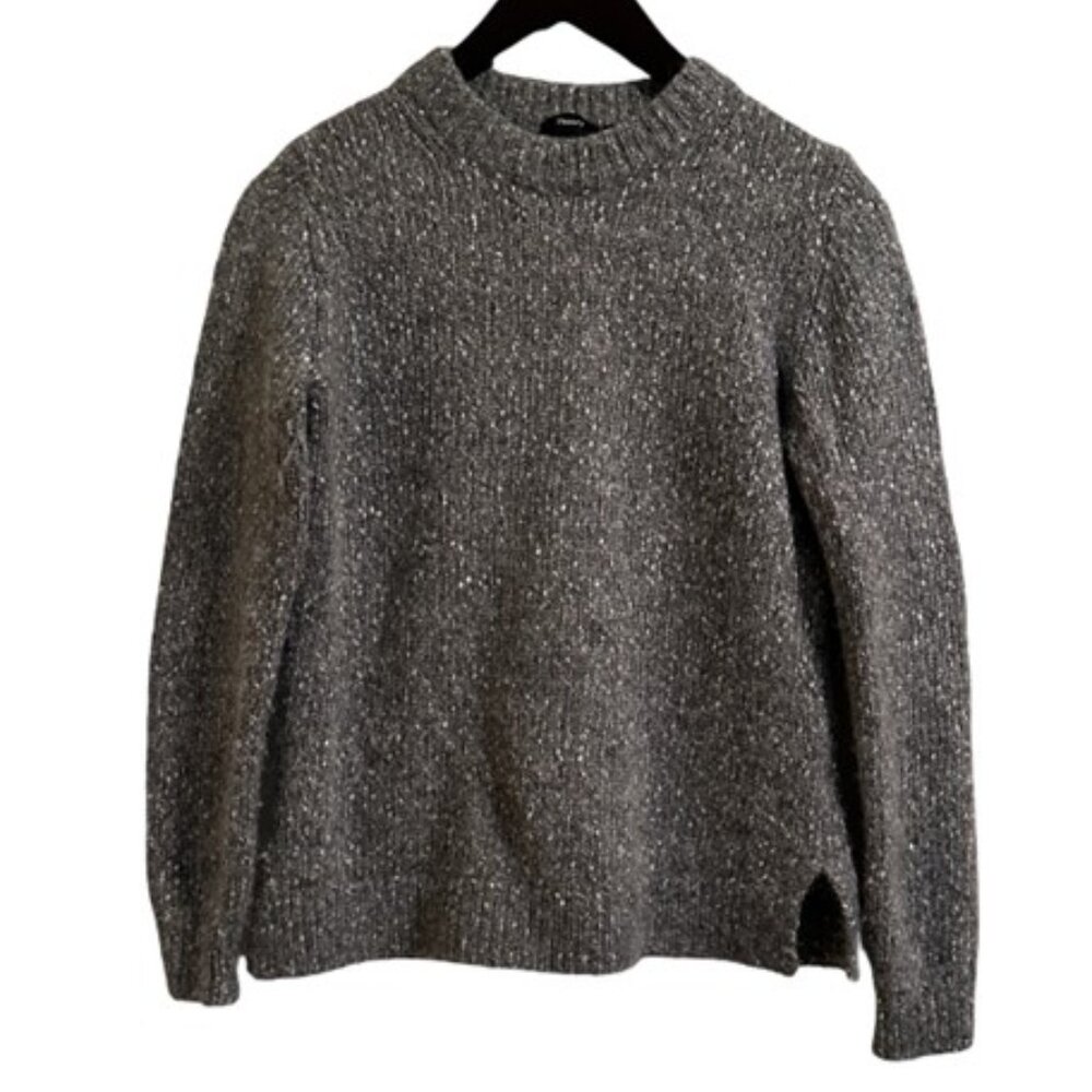 Theory Heather Grey Cotton Alpaca Knit Sweater M